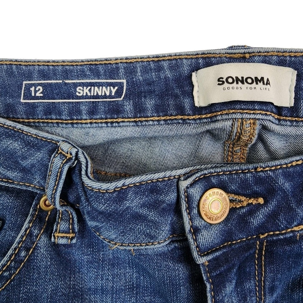 Sonoma Skinny Blue Jeans Women 12 Medium Wash Stretch Denim Casual Classic - Picture 7 of 8